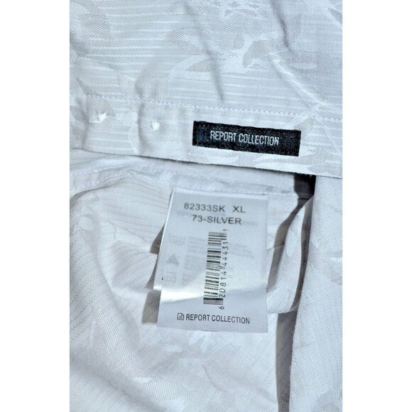 Report Collection Men’s Dress Shirt XL Slim Fit B Label NWT Silver Floral - Picture 4 of 7